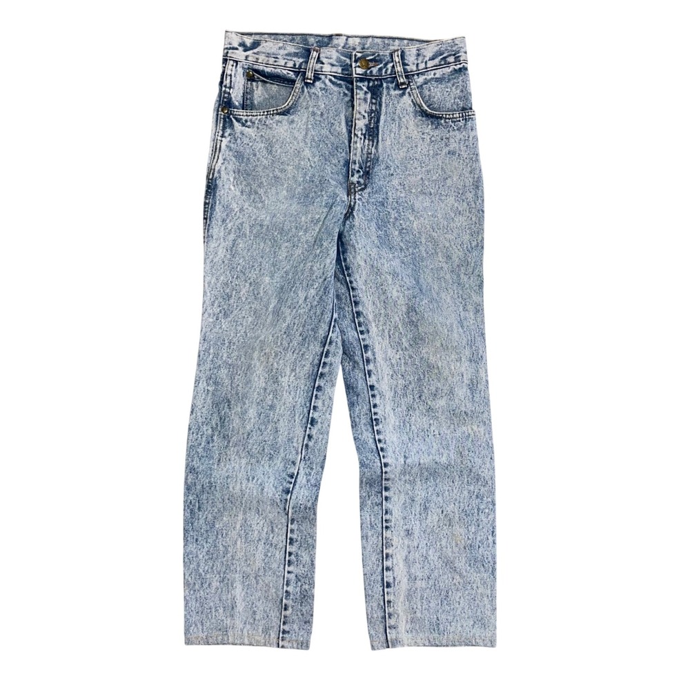 Valentino Vintage Acid Wash High Waist Straight Leg Jeans Blue Denim 30" Waist